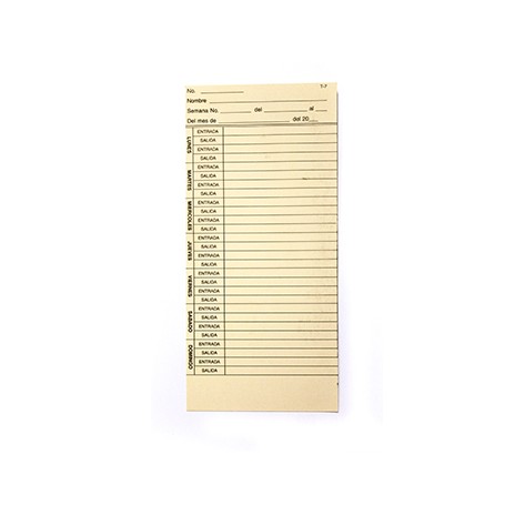 Tarjeta checadora semanal.