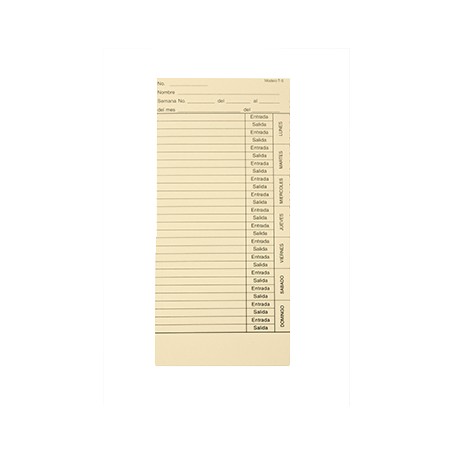Tarjeta checadora semanal.
