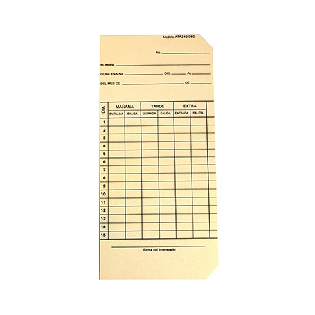 Tarjeta Checadora mensual para Reloj Checador Acroprint.