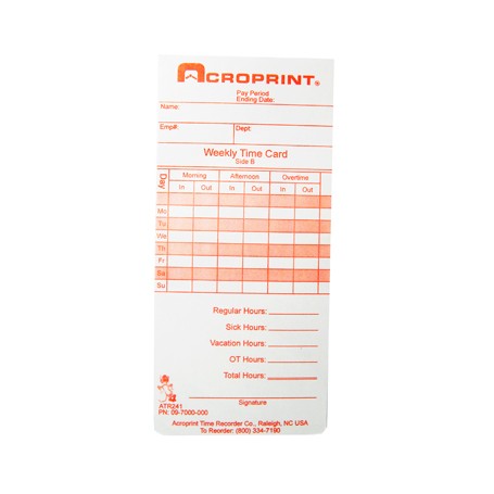 Tarjeta Checadora Semanal para Reloj Checador Acroprint